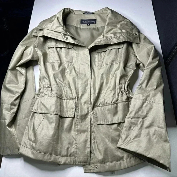 Platinum Utex Womens Lightweight Jacket XS Tan Hooded Pockets - Picture 5 of 15